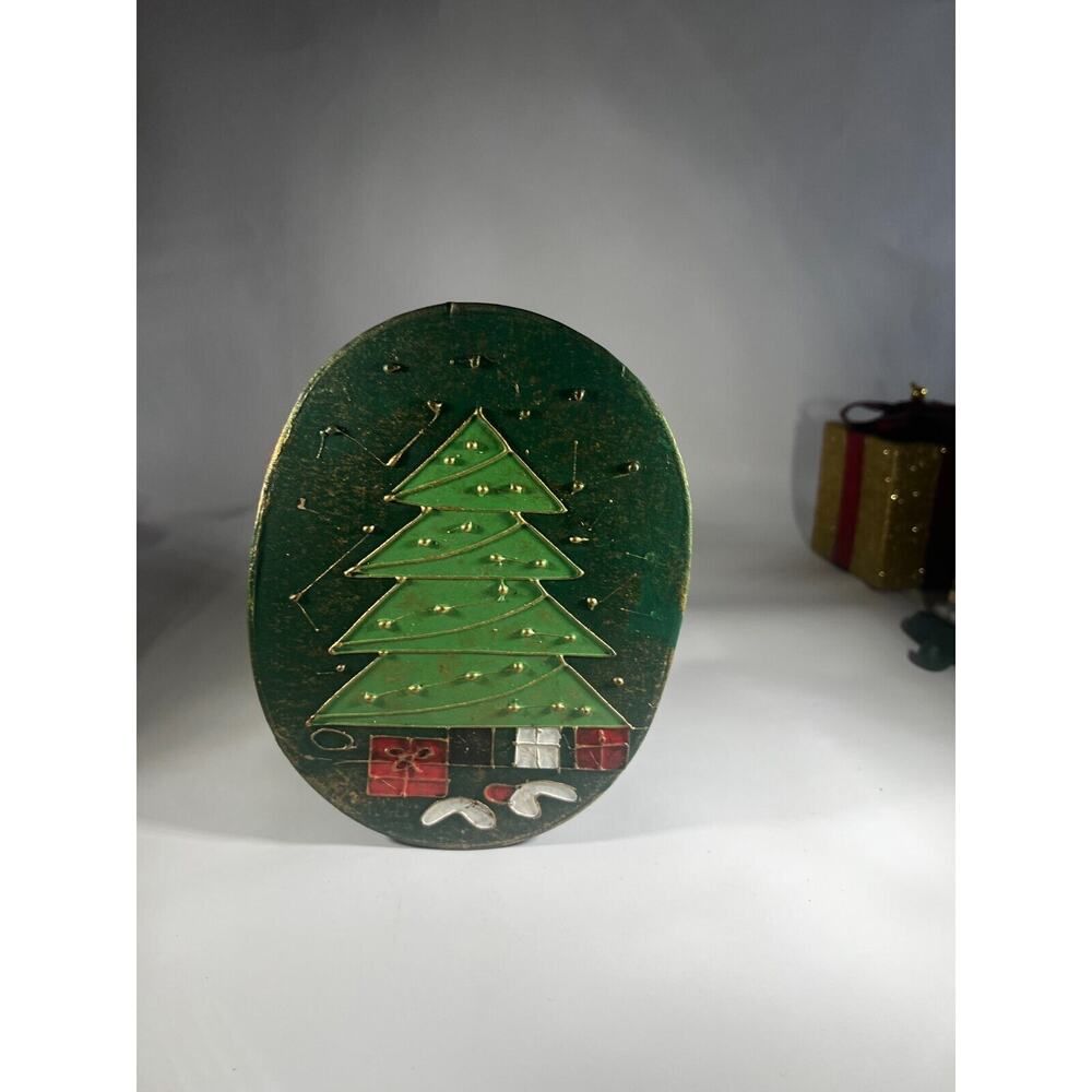 Vintage Christmas Tree Gift Box Decor Painted Decor
